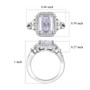 rhodium over sterling silver moissanite halo ring shown for size comparison