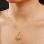 yellow apatite orange sapphire and zircon 18k yellow gold over sterling silver pendant necklace worn around the neck