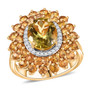 yellow apatite orange sapphire and zircon 18k yellow gold over sterling silver halo ring
