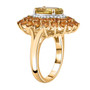 full view of yellow apatite orange sapphire and zircon 18k yellow gold over sterling silver halo ring