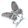 silver druzy quartz butterfly ring in rhodium over sterling silver