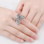 silver druzy quartz butterfly ring in rhodium over sterling silver