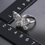 silver druzy quartz butterfly ring in rhodium over sterling silver