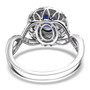 full view of ceylon blue sapphire blue and white diamond double halo infinity shank ring in solid 14k white gold