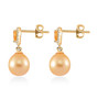 side view of golden south sea pearl citrine and zircon 18k yellow gold over sterling silver earrings