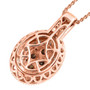 back view of champagne and white diamond 18k rose gold over sterling silver custer pendant necklace