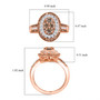 champagne and white diamond 18k rose gold over sterling silver custer ring shown for size comparison