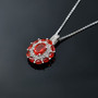 fire opal and white zircon cluster pendant necklace in rhodium over sterling silver shown in a lifestyle photo