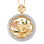 back view of jade multi gemstone pendant necklace in 18k yellow gold over sterling silver