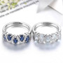 blue sapphire and white zircon rhodium over sterling silver band ring