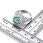 heart green fluorite and white zircon halo statement ring in rhodium over sterling silver shown for size comparison