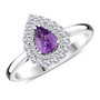 purple sapphire and diamond pear double halo ring in 950 platinum