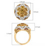 heliodor rhodolite garnet and white zircon fashion ring in 18k yellow gold over sterling silver shown for size comparison