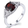 garnet and white zircon rhodium over sterling silver ring