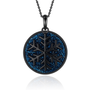 snowflake pendant necklace with blue druzy agate in black rhodium plated sterling silver modern winter pendant