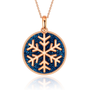 blue druzy agate snowflake pendant necklace in 18k rose gold over sterling silver elegant winter jewelry