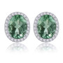 green fluorite and white zircon halo earrings in rhodium over sterling silver