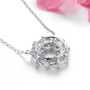 back view of ethiopian opal and pink tourmaline rhodium over sterling silver circle necklace