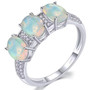 aquamarine and white zircon rhodium over sterling silver trilogy ring
