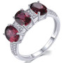full view of aquamarine and white zircon rhodium over sterling silver trilogy ring