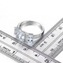 aquamarine and white zircon rhodium over sterling silver trilogy ring shown for size comparison