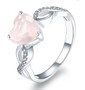 heart rose quartz and white zircon infinity shank ring in rhodium over sterling silver