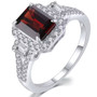 garnet and white zircon rhodium over sterling silver halo ring