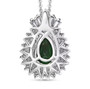 back view of tsavorite garnet paraiba tourmaline and diamond marquise halo pendant necklace in 950 platinum