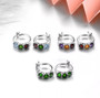 blue topaz chrome diopside and garnet hoop earrings in rhodium over sterling silver