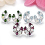 close up of rhodolite garnet and opal multi gemstone rhodium over sterling silver earrings