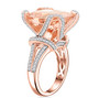 side view of morganite and diamond 14k rose gold ring