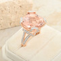 morganite and diamond 14k rose gold ring shown in a lifestyle photo