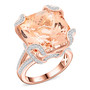 front view of morganite and diamond 14k rose gold ring