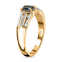 side view of alexandrite and diamond 18k yellow gold ring