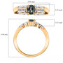 alexandrite and diamond 18k yellow gold ring shown for size comparison
