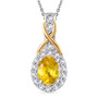 yellow sapphire and white zircon two-tone jewelry set in 18k yellow gold and rhodium over sterling silver