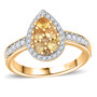 yellow sapphire and white zircon 18k yellow gold over sterling silver cluster ring