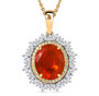 fire opal yellow and white diamond halo pendant necklace in 14k yellow gold