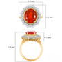 fire opal yellow and white diamond halo ring in 14k yellow gold shown for size comparison