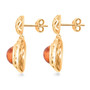 side view of baltic amber openwork drop earrings in 18k yellow gold over sterling silver