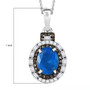 neon blue apatite champagne and white diamond rhodium over sterling silver pendant necklace shown for size comparison