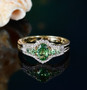 tsavorite garnet and diamond 10k yellow gold ring shown in a lifestyle photo