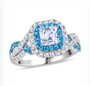 natural diamond and blue apatite ring in 950 platinum front