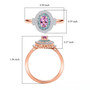 imperial topaz paraiba tourmaline and diamond halo ring in 10k rose gold shown for size comparison