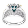 full view of sleeping beauty turquoise and white zircon two-tone 18k yellow gold and rhodium over sterling silver ring