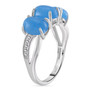 side view of blue jade three piece jewelry set in rhodium over sterling silver