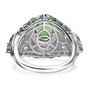 back view of green apatite and white zircon rhodium over sterling silver ring