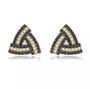 black spinel and white zircon triangle stud earrings in 925 sterling silver