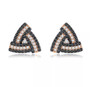 black spinel and white zircon triangle stud earrings in 925 sterling silver