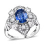 blue kyanite and white zircon rhodium over sterling silver ring